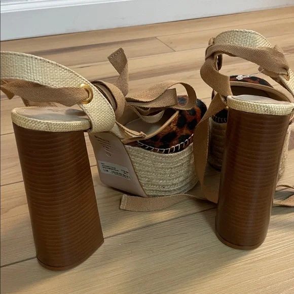 SCHUTZ Leopard-Print Espadrille Platform Wedges in Brown - Picture 4 of 6